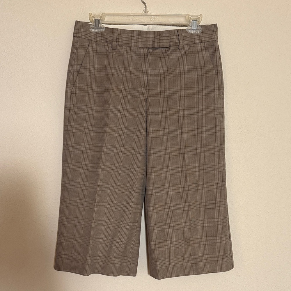 Theory Women Cropped Wide-Legged Plaid Trousers Guacho Pants Size4